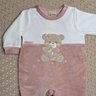 Macacão Bebê Menina na cor rosê e creme
