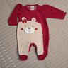 Macacão Bebê Menina na vermelho com bege