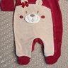 Macacão Bebê Menina na vermelho com bege