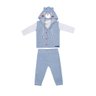 Conjunto Infantil Menino com colete e calça na cor azul jeans e camiseta na malha mescla