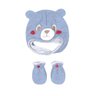 Kit Touca e Luva Bebê na cor azul jeans forro com plush