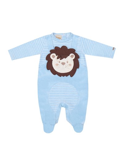 Macacão Bebê Plush Jardineira na cor azul bebê