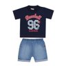 Conjunto Infantil Menino shorts jeans e camiseta marinho