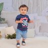 Conjunto Infantil Menino shorts jeans e camiseta marinho