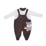 Macacão Bebê Inverno Jardineira na cor marrom e off