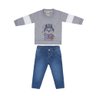 Conjunto Infantil Inverno calça jeans e blusa na cor mescla