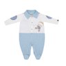 Macacão Bebê Menino na cor azul bebê e off