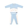 Conjunto Bebê Menino calça e blusa na cor azul bebê e off