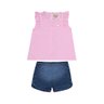 Conjunto Infantil Menina Shorts Jeans blusa rosa