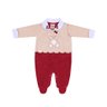 Macacão Bebê Menina na cor vermelho e caqui