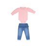 Conjunto Infantil Menina calça no jeans e body na cor salmão