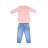 Conjunto Infantil Menina calça jeans e blusa na cor salmão