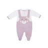 Macacão Bebê Menina Jardineira na cor lavanda e off