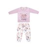 Conjunto Infantil Menina calça na cor off com estampa e blusa na cor lavanda
