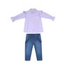 Conjunto Infantil Menina calça no jeans e camisa na cor lavanda