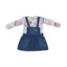 Vestido Infantil Menina Jardineira jeans e body estampado