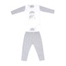 Conjunto Bebê com Body Neutro calça na cor cinza e body off e cinza