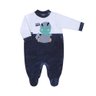 Macacão Bebê Menino na cor marinho e branco