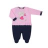 Macacão Bebê Menina na cor marinho com rosa