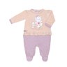 Macacão Bebê Menina na cor lavanda e bege