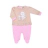 Macacão Bebê Menina na cor rosa e bege