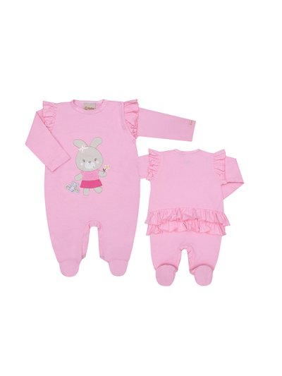 Macacão Bebê Menina Charme na cor rosa