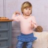 Conjunto Infantil Menina calça no jeans e body na cor salmão