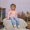 Conjunto Infantil Menina calça jeans e blusa na cor salmão