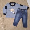 Conjunto Infantil Menino com calça jeans e blusa no buckle azul jeans