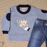 Conjunto Infantil Menino com calça jeans e blusa no buckle azul jeans