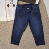 Conjunto Infantil Jeans Inverno Friends com calça jeans e blusa na cor off e marrom