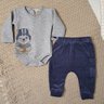 Conjunto Bebê Menino Inverno calça na cor marinho e body na cor mescla