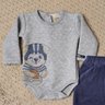 Conjunto Bebê Menino Inverno calça na cor marinho e body na cor mescla