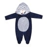 Macacão Bebê Plush Divertido com Capuz na Cor marinho e mescla
