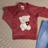Conjunto Infantil Menina calça jeans e blusa na cor vermelha