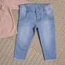 Conjunto Infantil Menina calça jeans e blusa na cor salmão