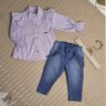 Conjunto Infantil Menina calça no jenas e camisa na cor lavanda