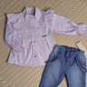 Conjunto Infantil Menina calça no jeans e camisa na cor lavanda