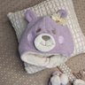 Kit Touca e Luva Bebê Menina na cor lavanda e forro no alpaca