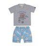 Conjunto Infantil Menino camiseta na cor mescla e shorts na cor azul