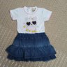 Conjunto Infantil Menina c/ saia jeans e body branco