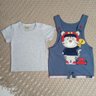 Jardineira Infantil Menino Azul com Camiseta Mescla