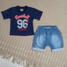 Conjunto Infantil Menino shorts jeans e camiseta marinho