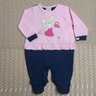 Macacão Bebê Menina na cor marinho com rosa
