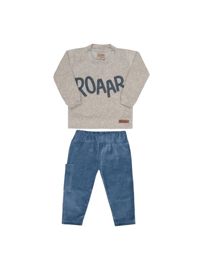 Conjunto Infantil Menino Calça com bolso lateral e blusa em plush com estampa