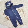 Macacão Jeans Bebê Menino Com capuz