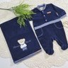 Saída Maternidade Bebê Menino Inverno Club na cor marinho