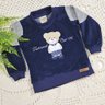 Conjunto jeans infantil menino com blusa em plush marinho