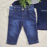 Conjunto jeans infantil menino com blusa em plush marinho