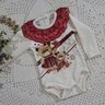 Conjunto Jeans com Body Infantil Menina calça jeans e body na cor creme